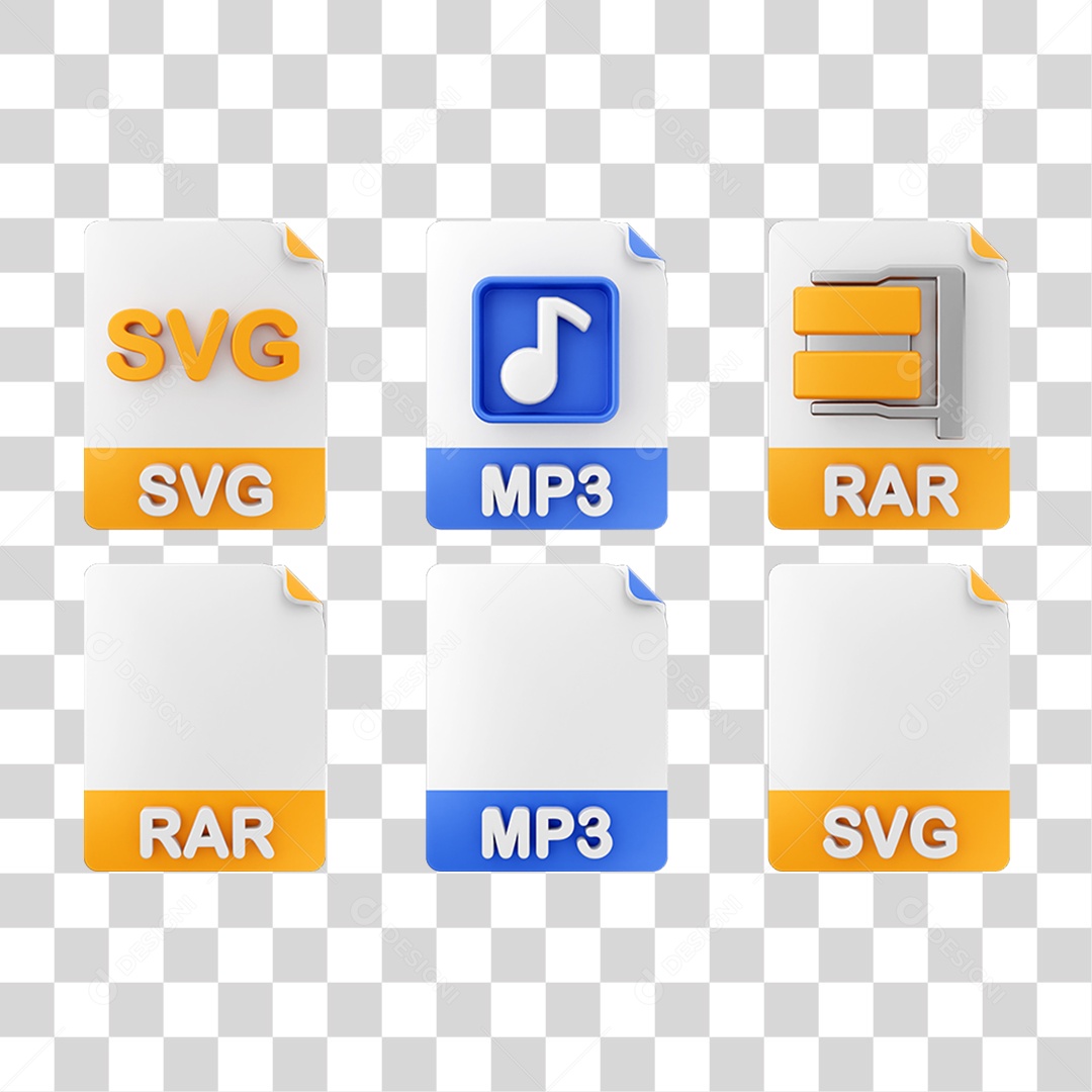 Ícone 3D Pacotes de Arquivos Pastas PNG Transparente