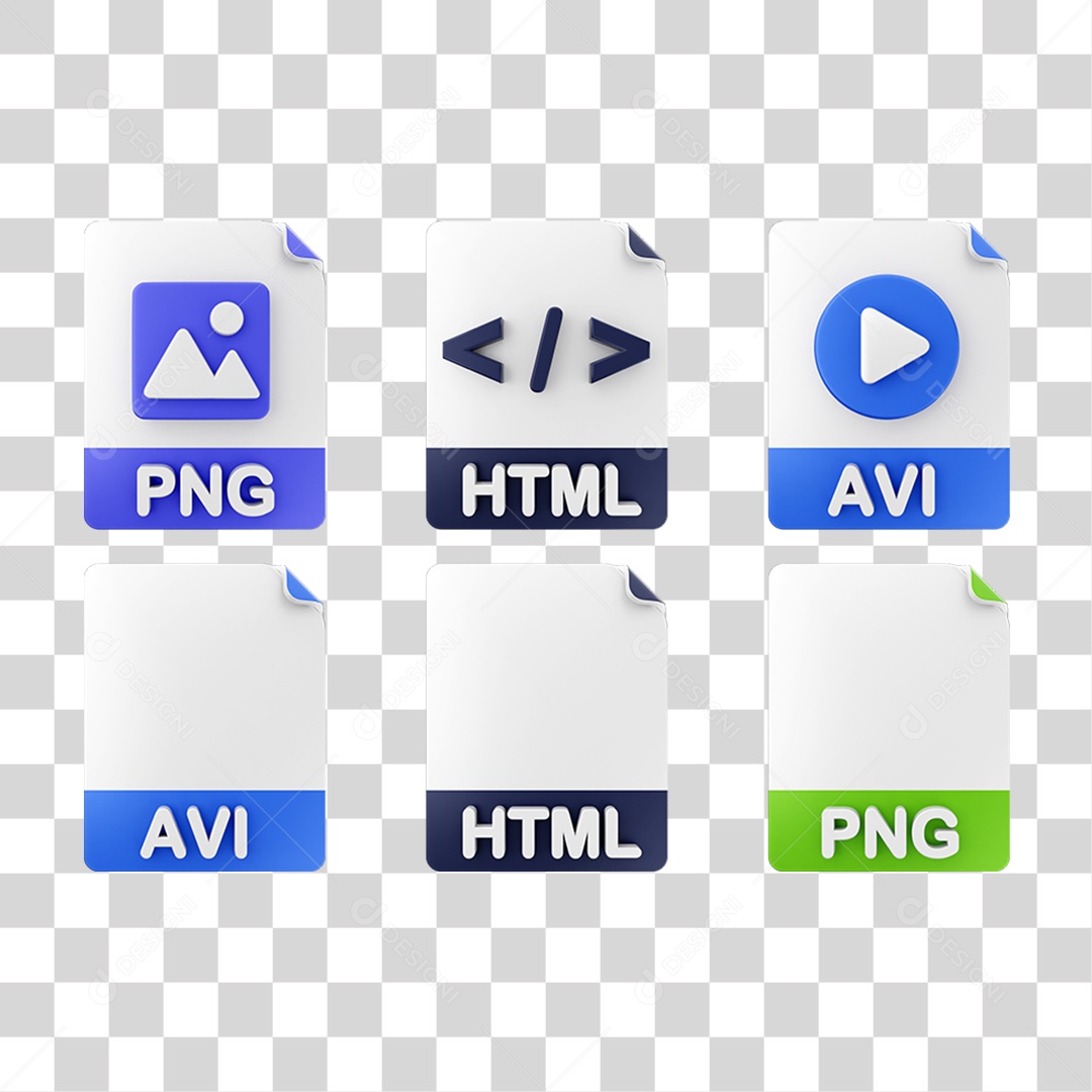 Ícone 3D Pacotes de Arquivos Pastas PNG Transparente