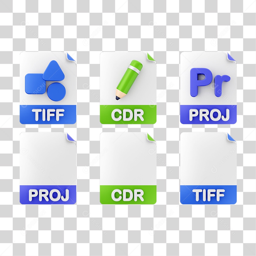 Ícone 3D Pacotes de Arquivos Pastas PNG Transparente