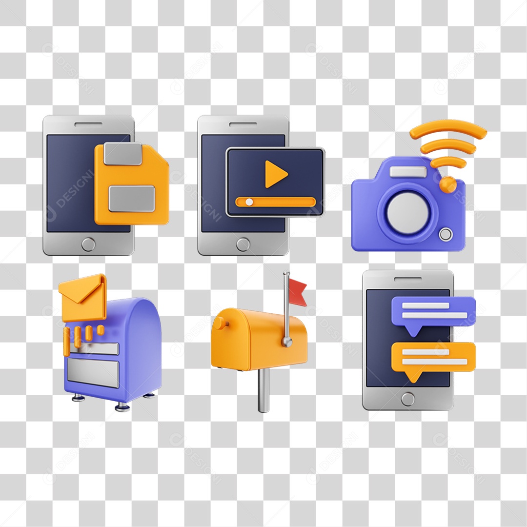 Ícone 3D Pacotes de Arquivos Pastas PNG Transparente