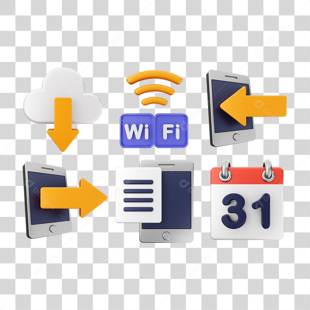 Ícone 3D Pacotes de Arquivos Pastas PNG Transparente
