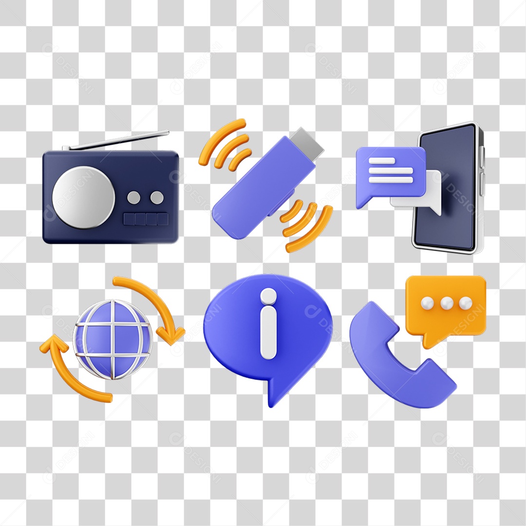 Ícone 3D Pacotes de Arquivos Pastas PNG Transparente