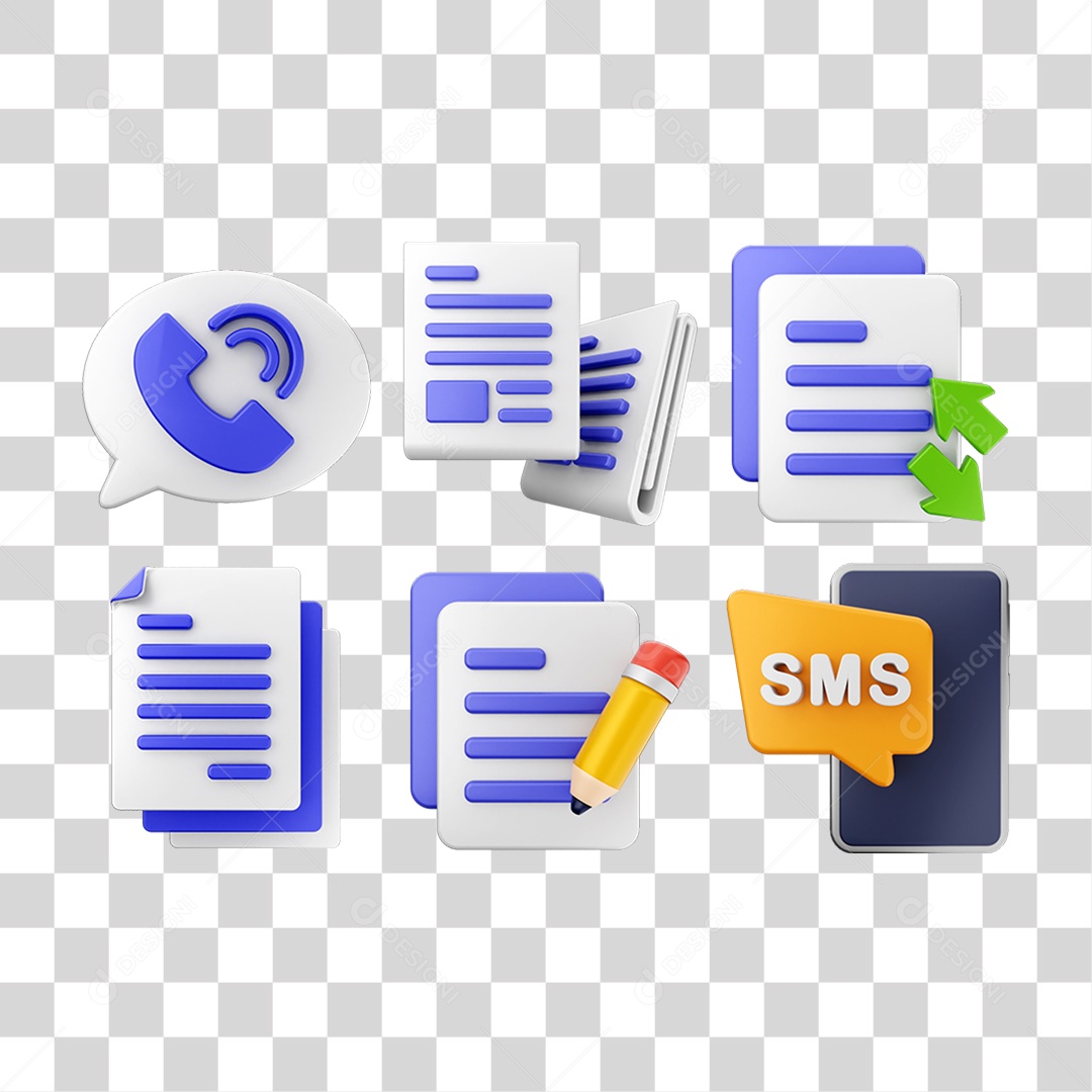 Ícone 3D Pacotes de Arquivos Pastas PNG Transparente