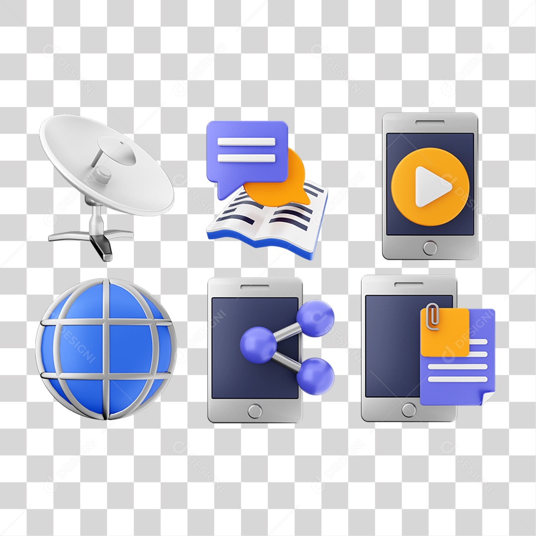 Ícone 3D Pacotes de Arquivos Pastas PNG Transparente