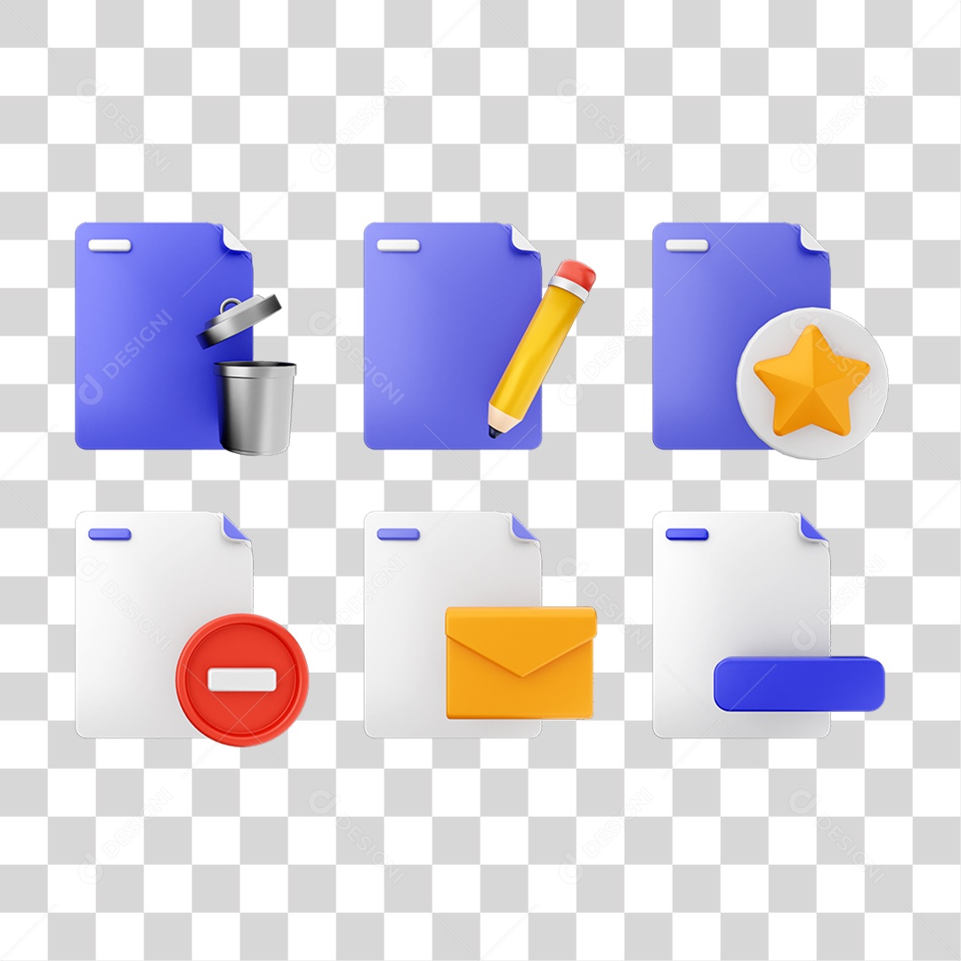 Ícone 3D Pacotes de Arquivos Pastas PNG Transparente