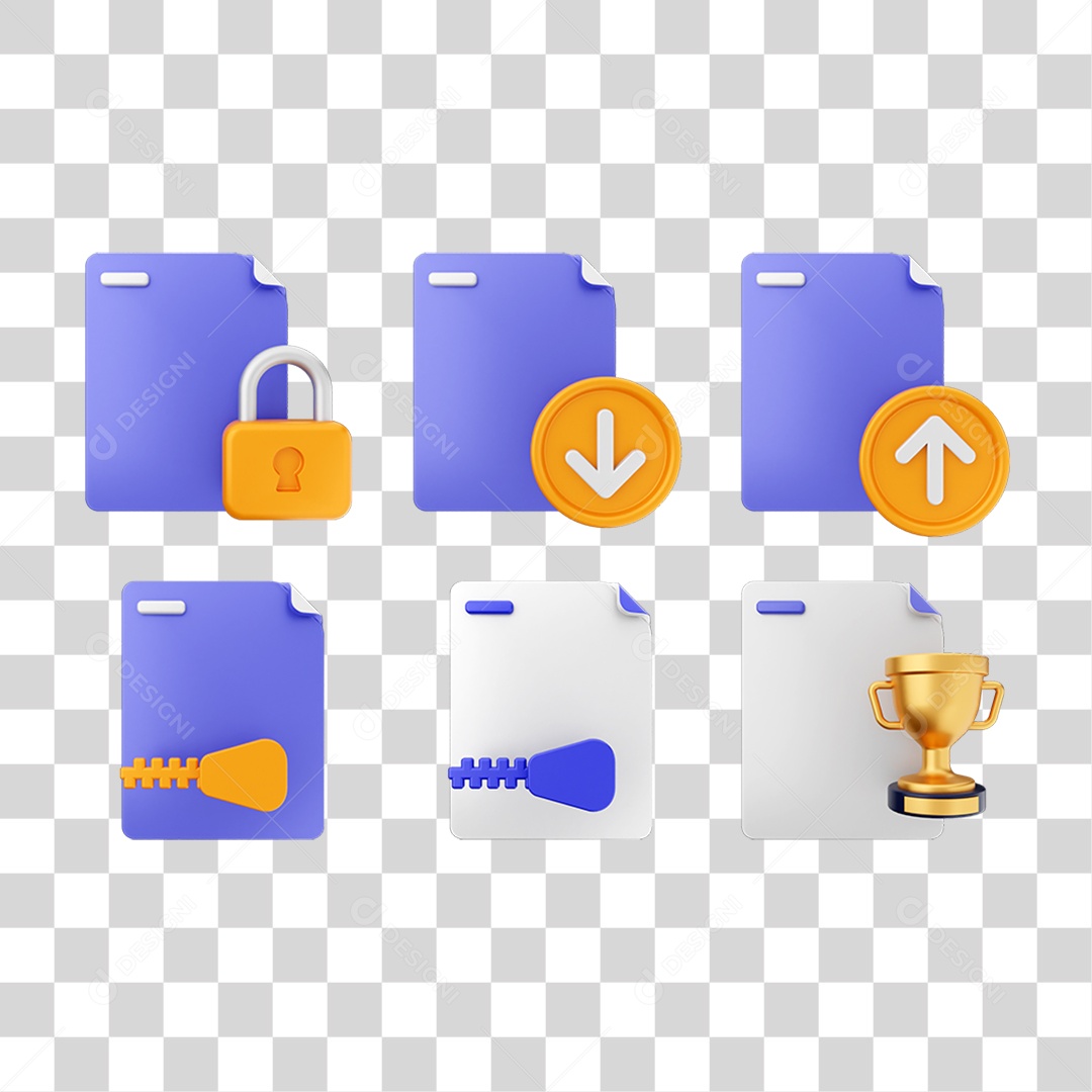 Ícone 3D Pacotes de Arquivos Pastas PNG Transparente