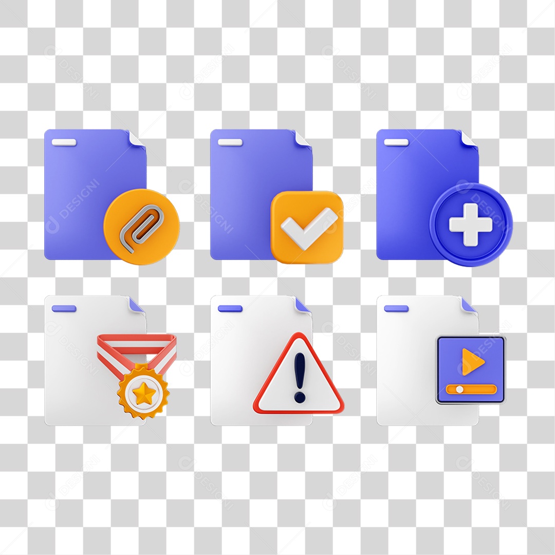 Ícone 3D Pacotes de Arquivos Pastas PNG Transparente