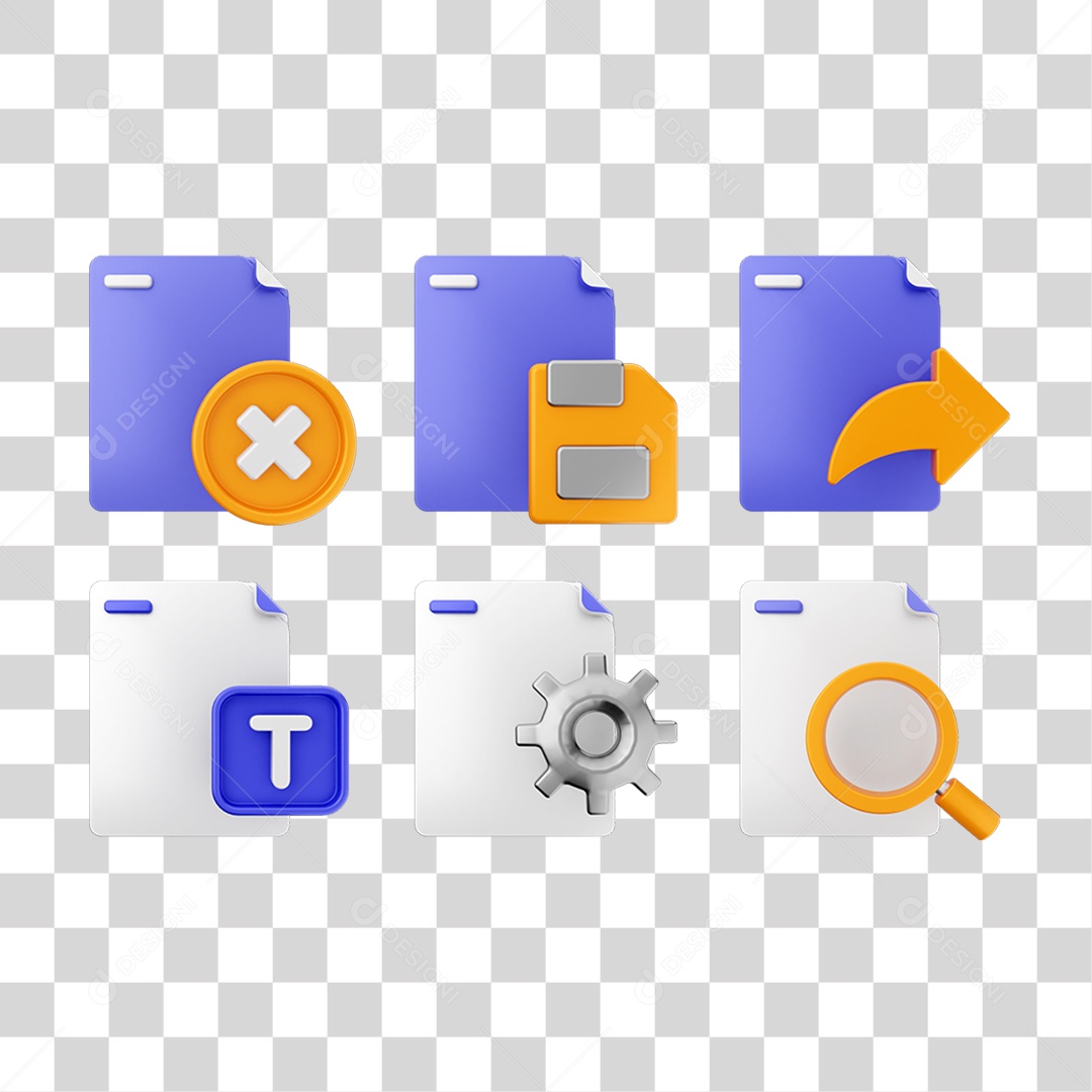 Ícone 3D Pacotes de Arquivos Pastas PNG Transparente