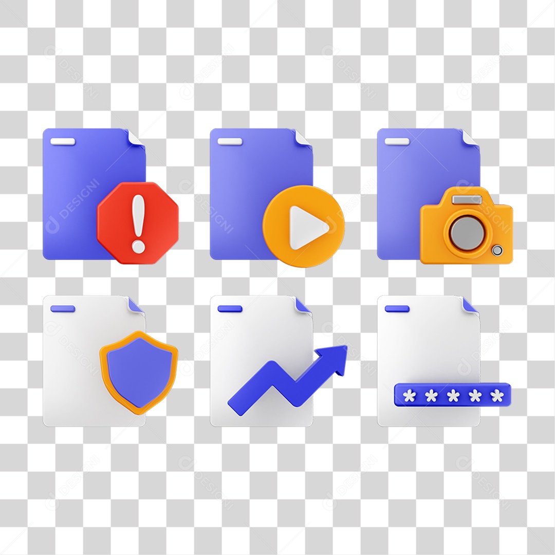 Ícone 3D Pacotes de Arquivos Pastas PNG Transparente