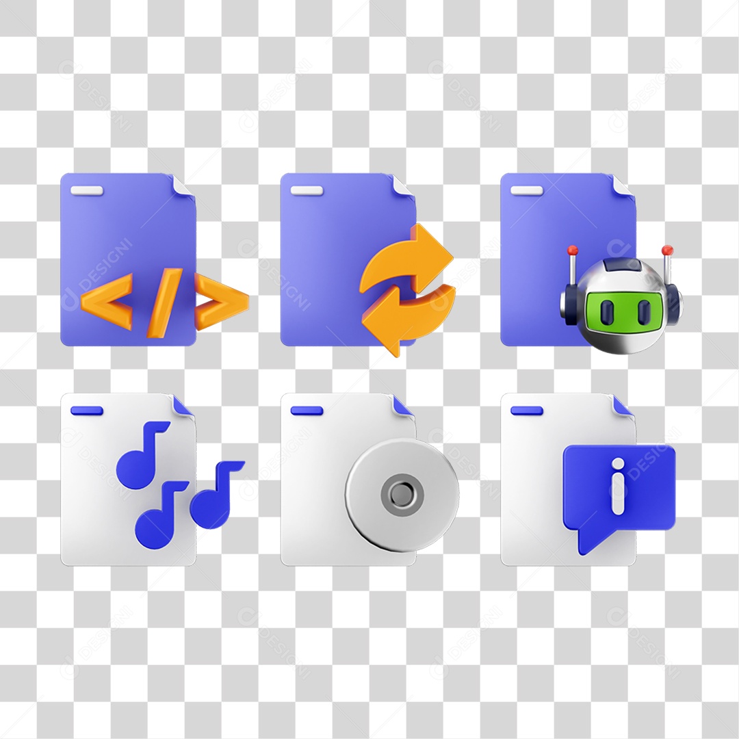 Ícone 3D Pacotes de Arquivos Pastas PNG Transparente