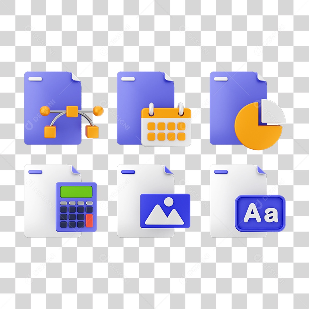 Ícone 3D Pacotes de Arquivos Pastas PNG Transparente