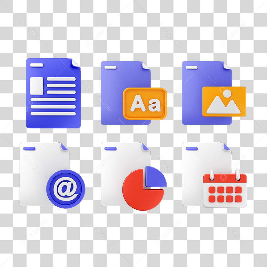 Ícone 3D Pacotes de Arquivos Pastas PNG Transparente