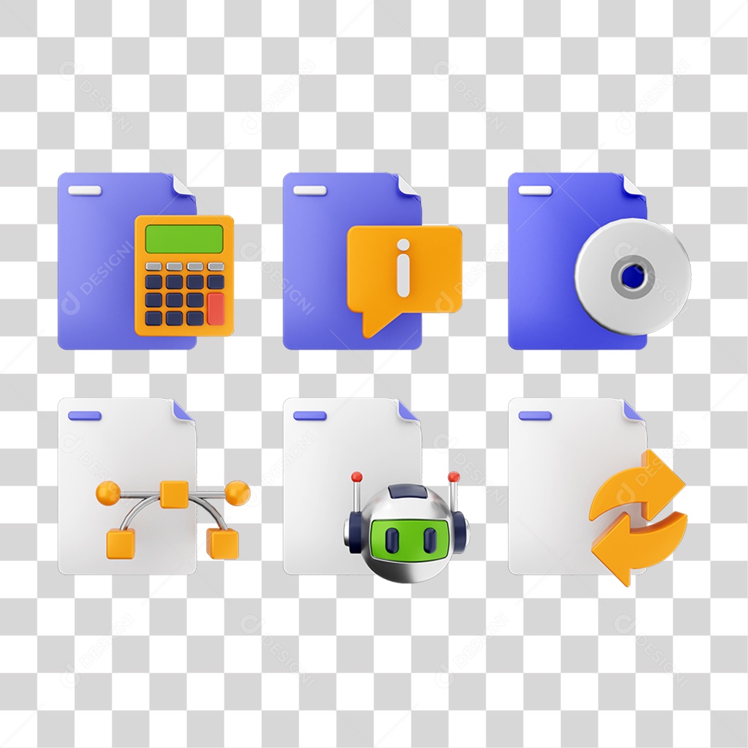 Ícone 3D Pacotes de Arquivos Pastas PNG Transparente