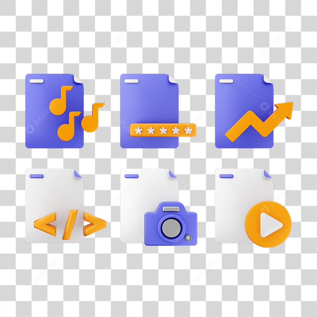 Ícone 3D Pacotes de Arquivos Pastas PNG Transparente