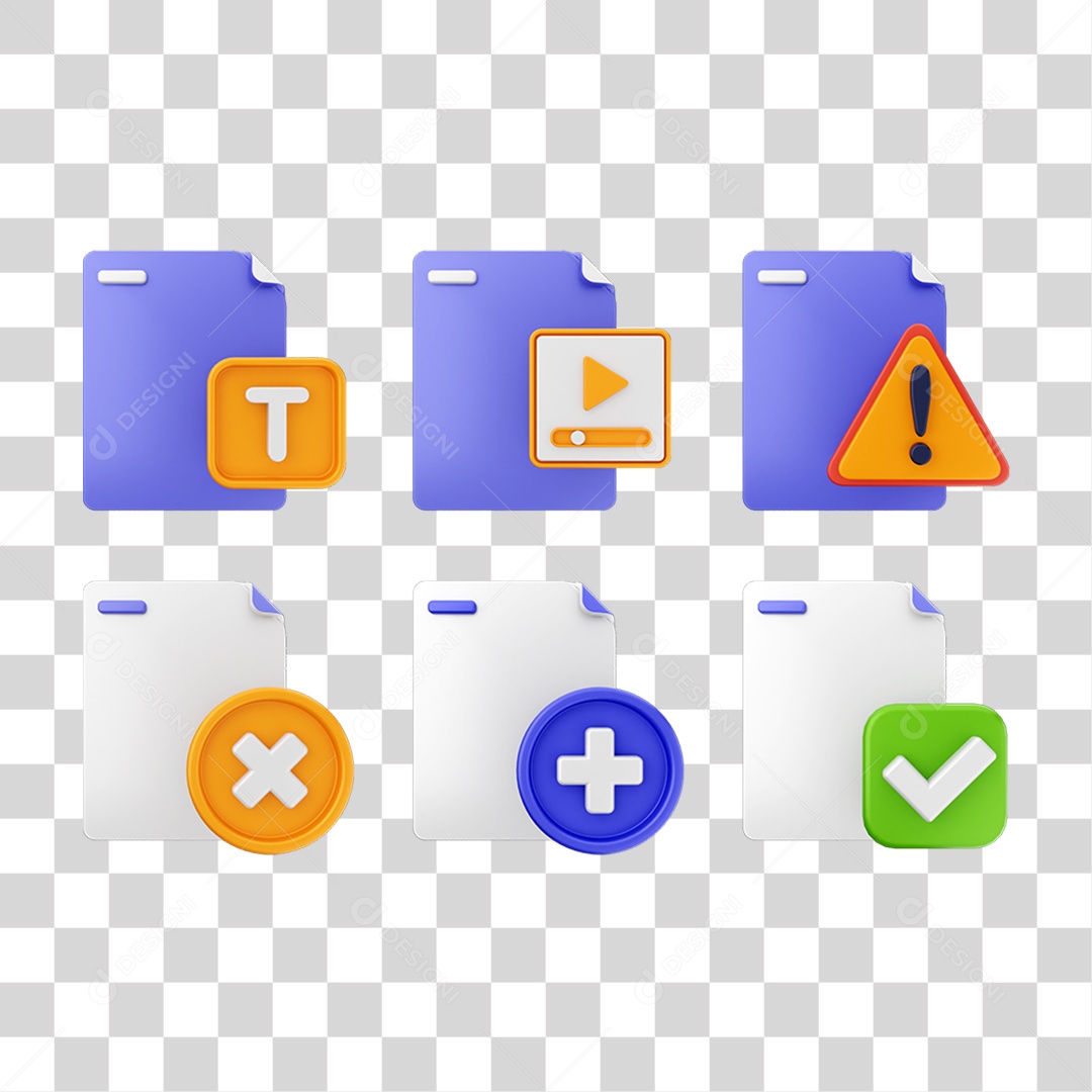 Ícone 3D Pacotes de Arquivos Pastas PNG Transparente