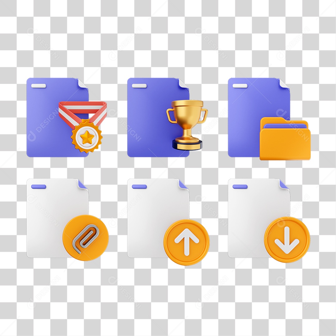 Ícone 3D Pacotes de Arquivos Pastas PNG Transparente