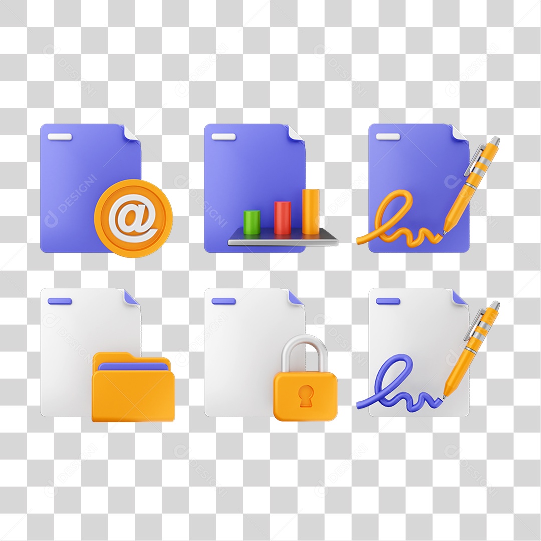 Ícone 3D Pacotes de Arquivos Pastas PNG Transparente