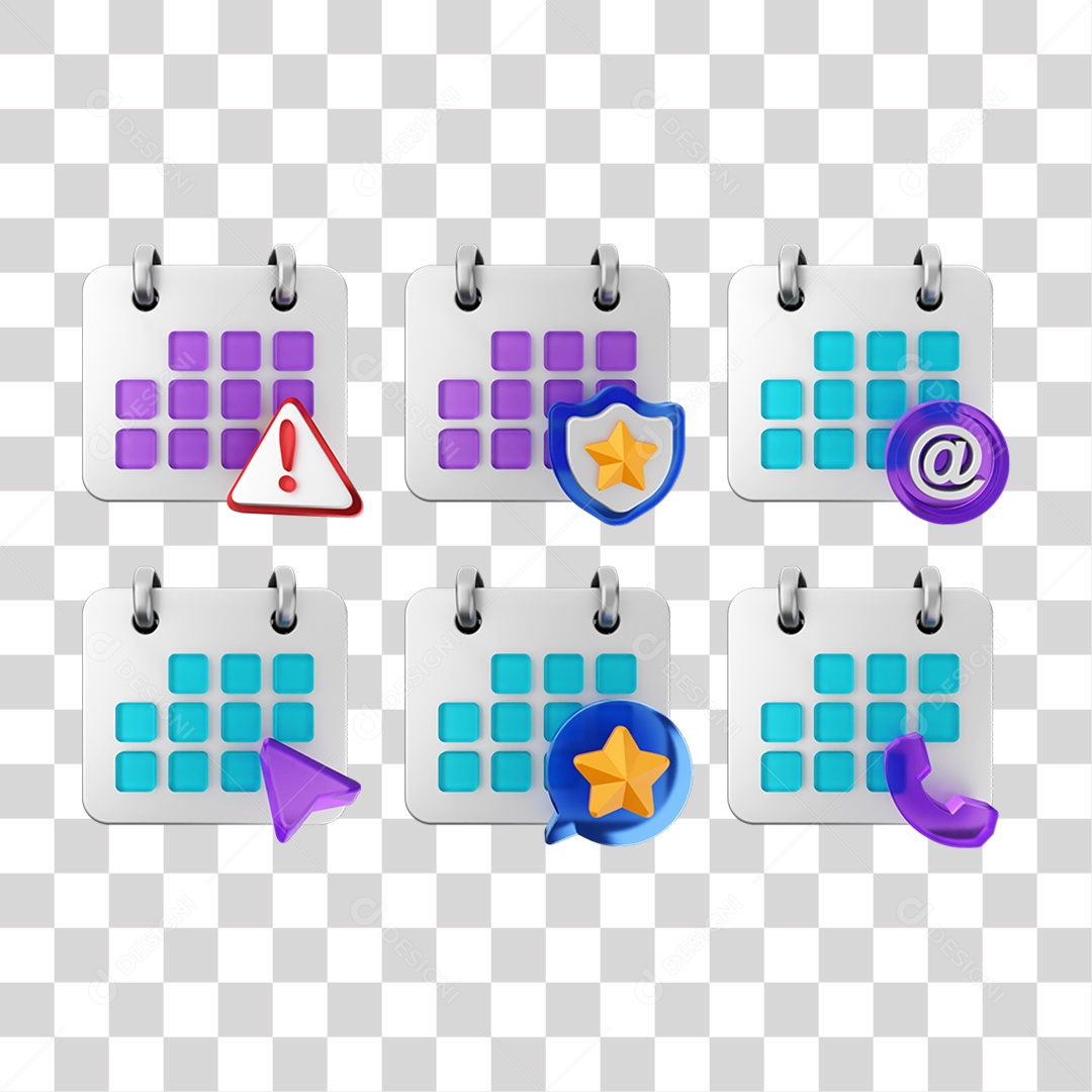 Ícone 3D Pacotes de Calendários PNG Transparente