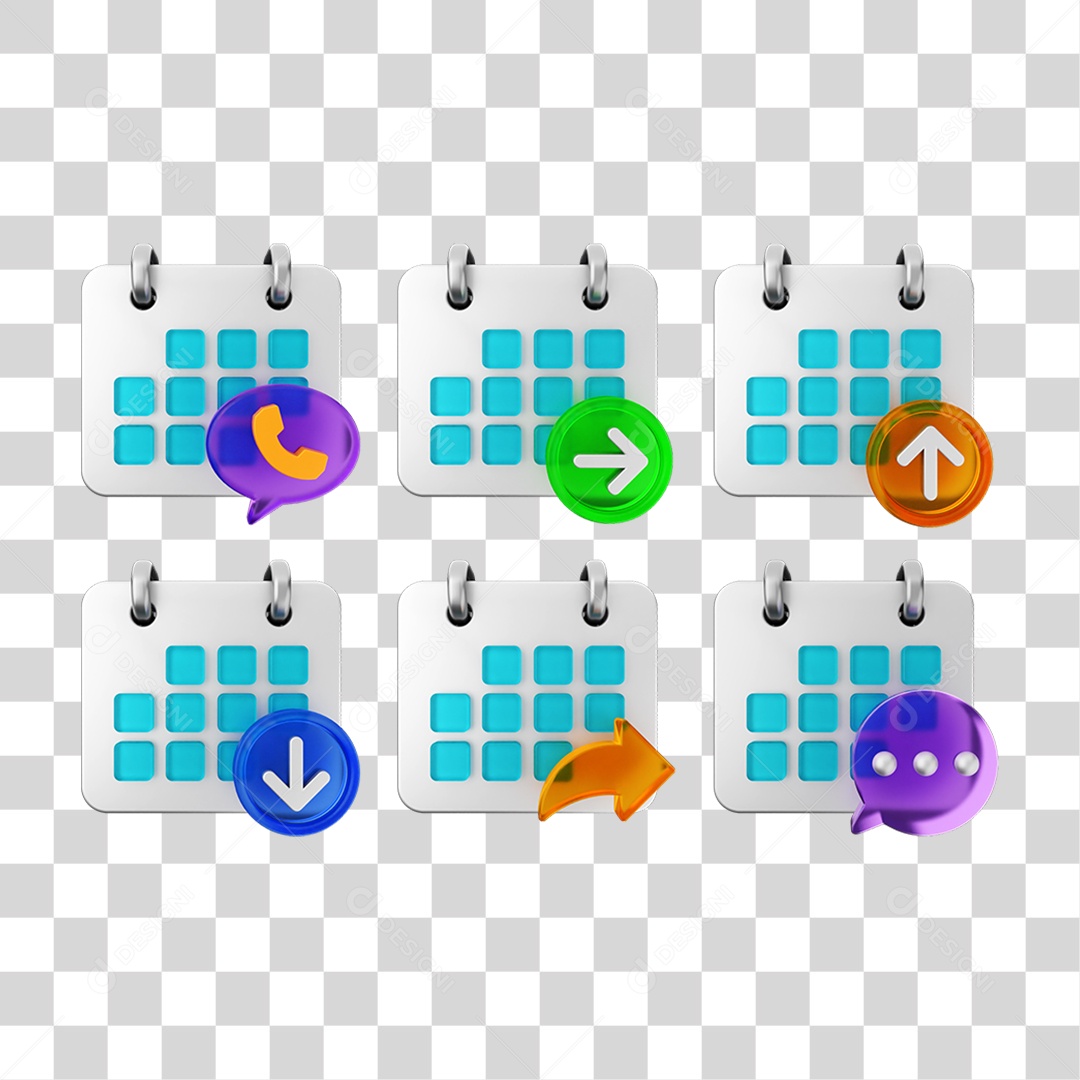 Ícone 3D Pacotes de Calendários PNG Transparente