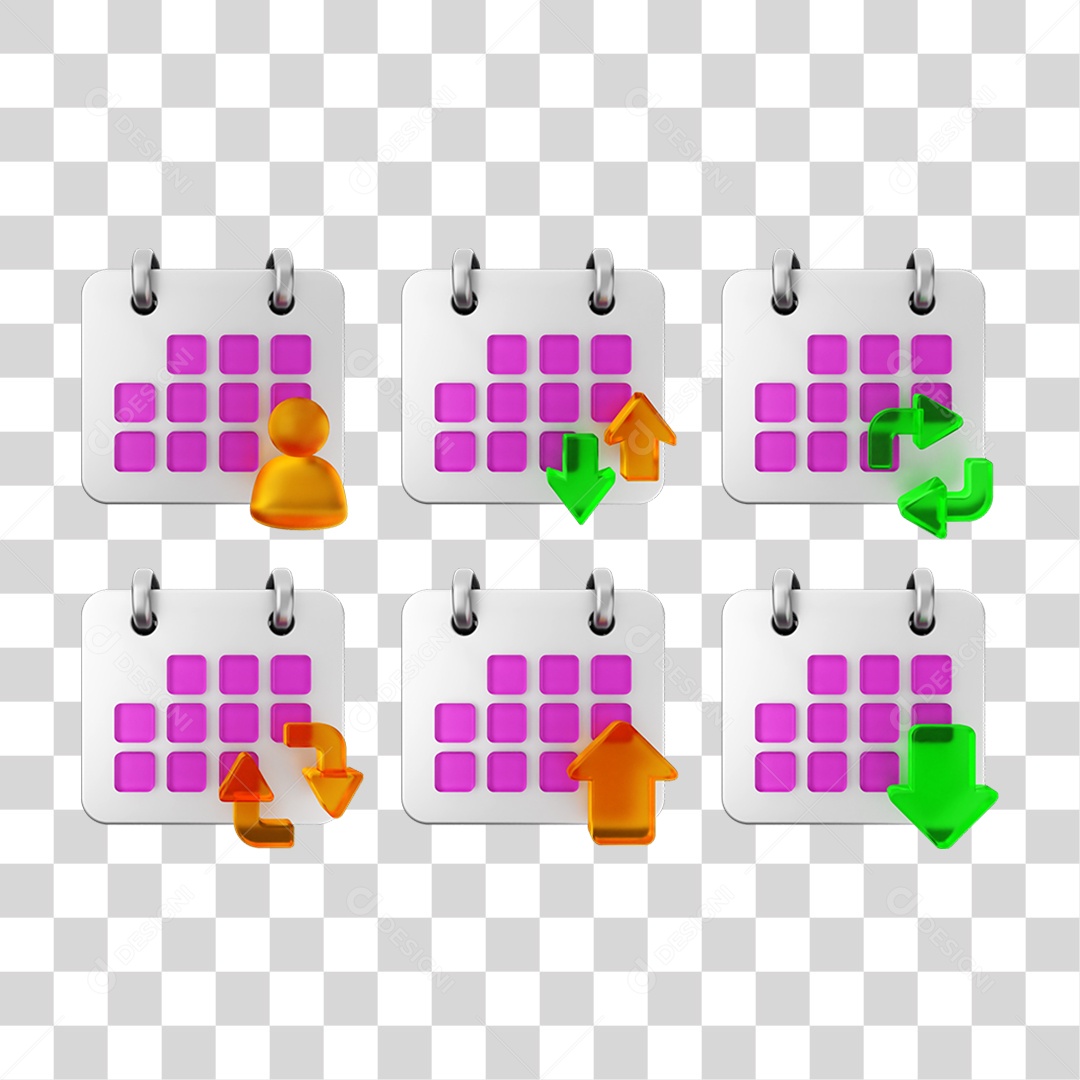 Ícone 3D Pacotes de Calendários PNG Transparente
