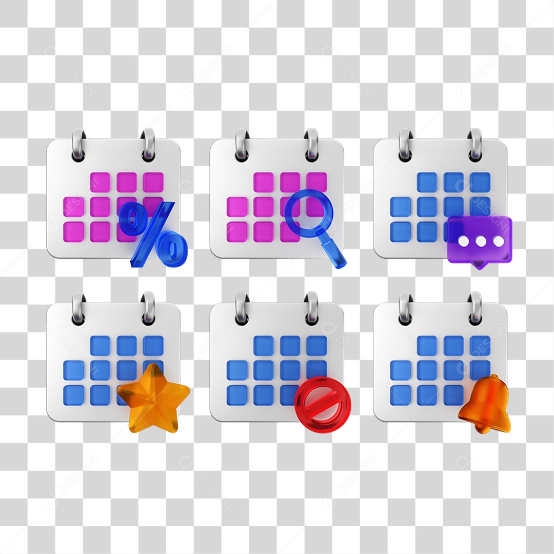 Ícone 3D Pacotes de Calendários PNG Transparente