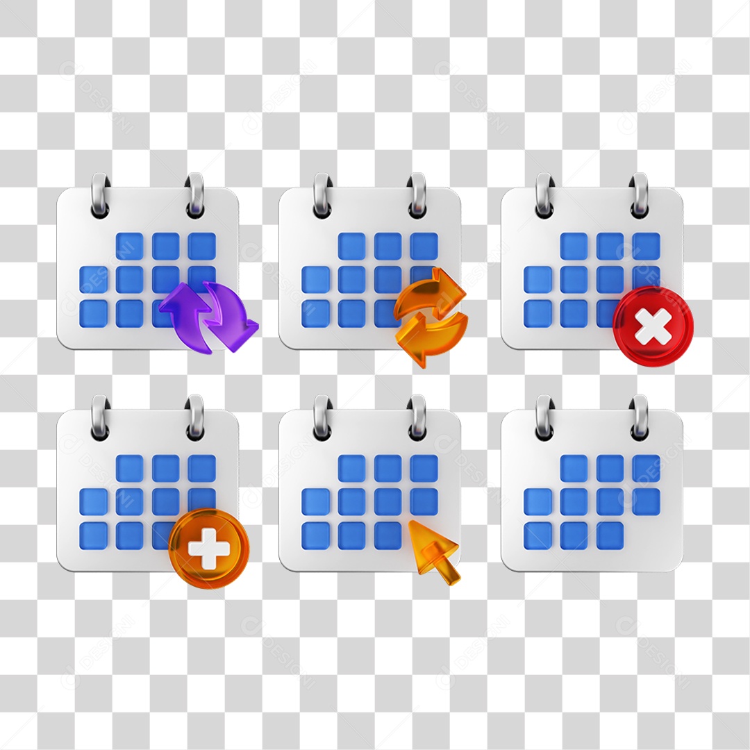 Ícone 3D Pacotes de Calendários PNG Transparente