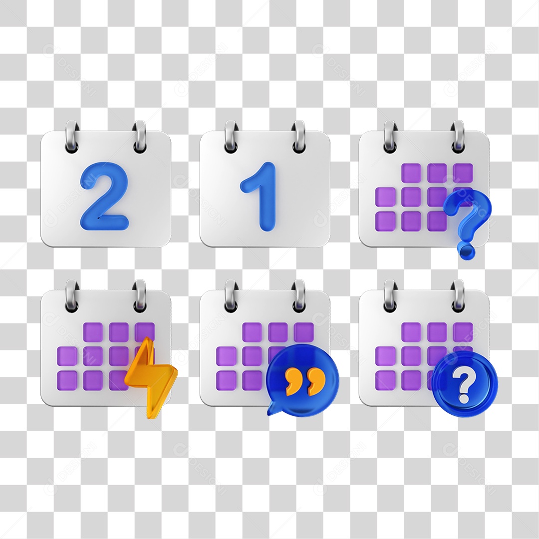 Ícone 3D Pacotes de Calendários PNG Transparente