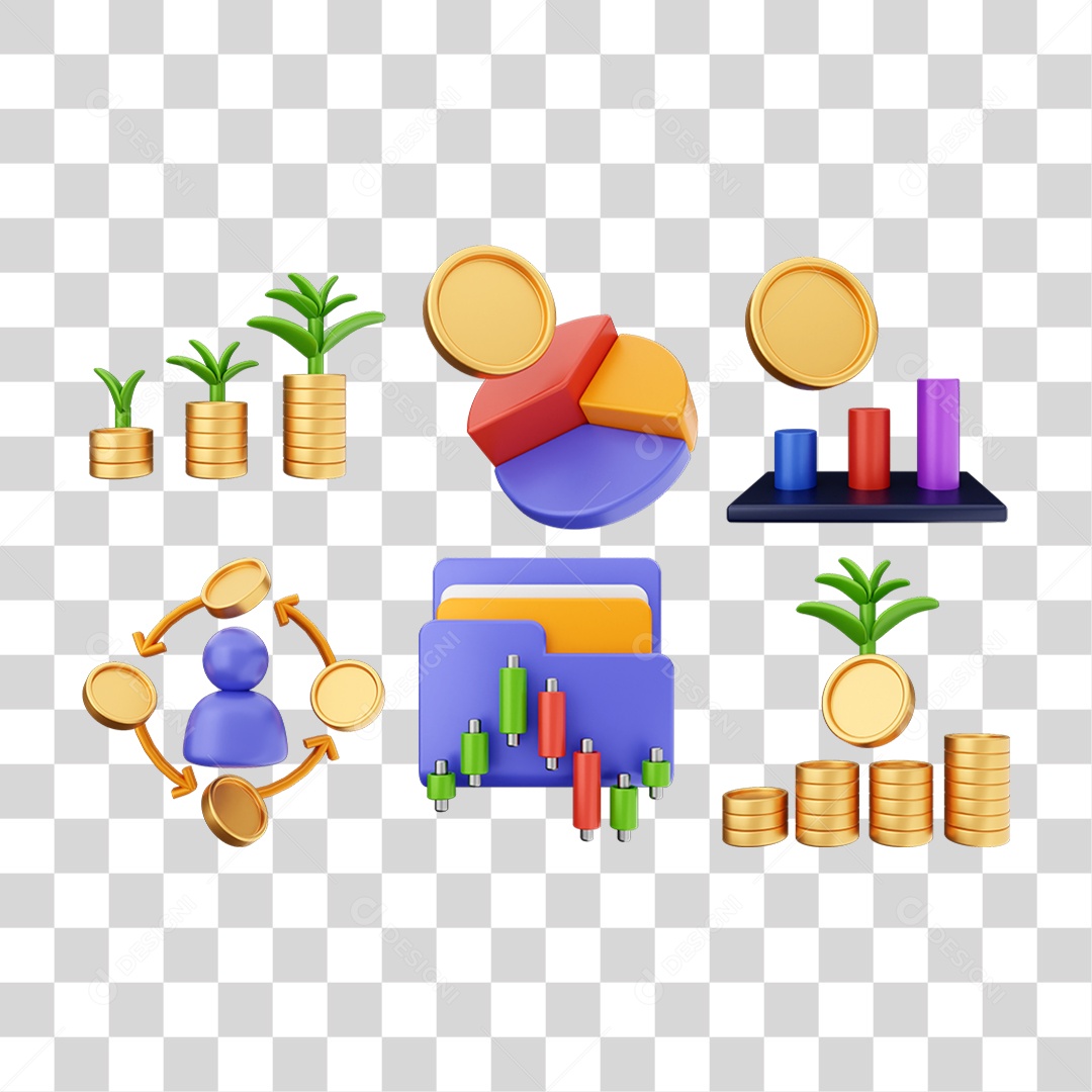 Ícone 3D Pacotes de Arquivos Compras Online PNG Transparente