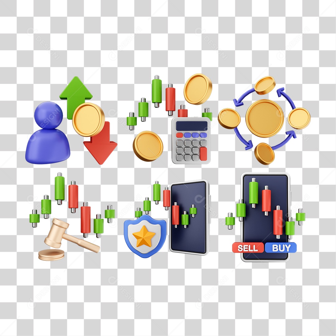 Ícone 3D Pacotes de Arquivos Compras Online PNG Transparente