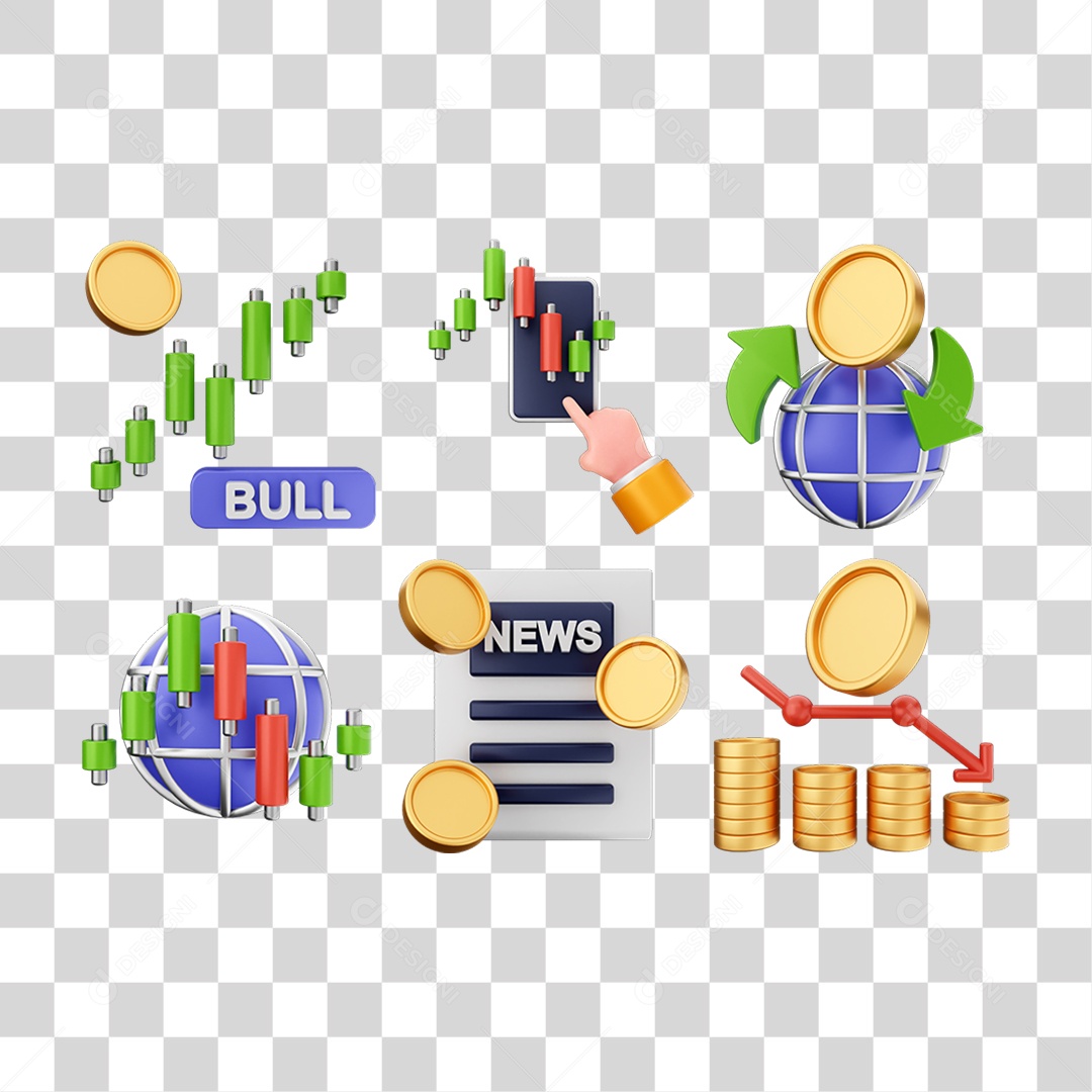 Ícone 3D Pacotes de Arquivos Compras Online PNG Transparente