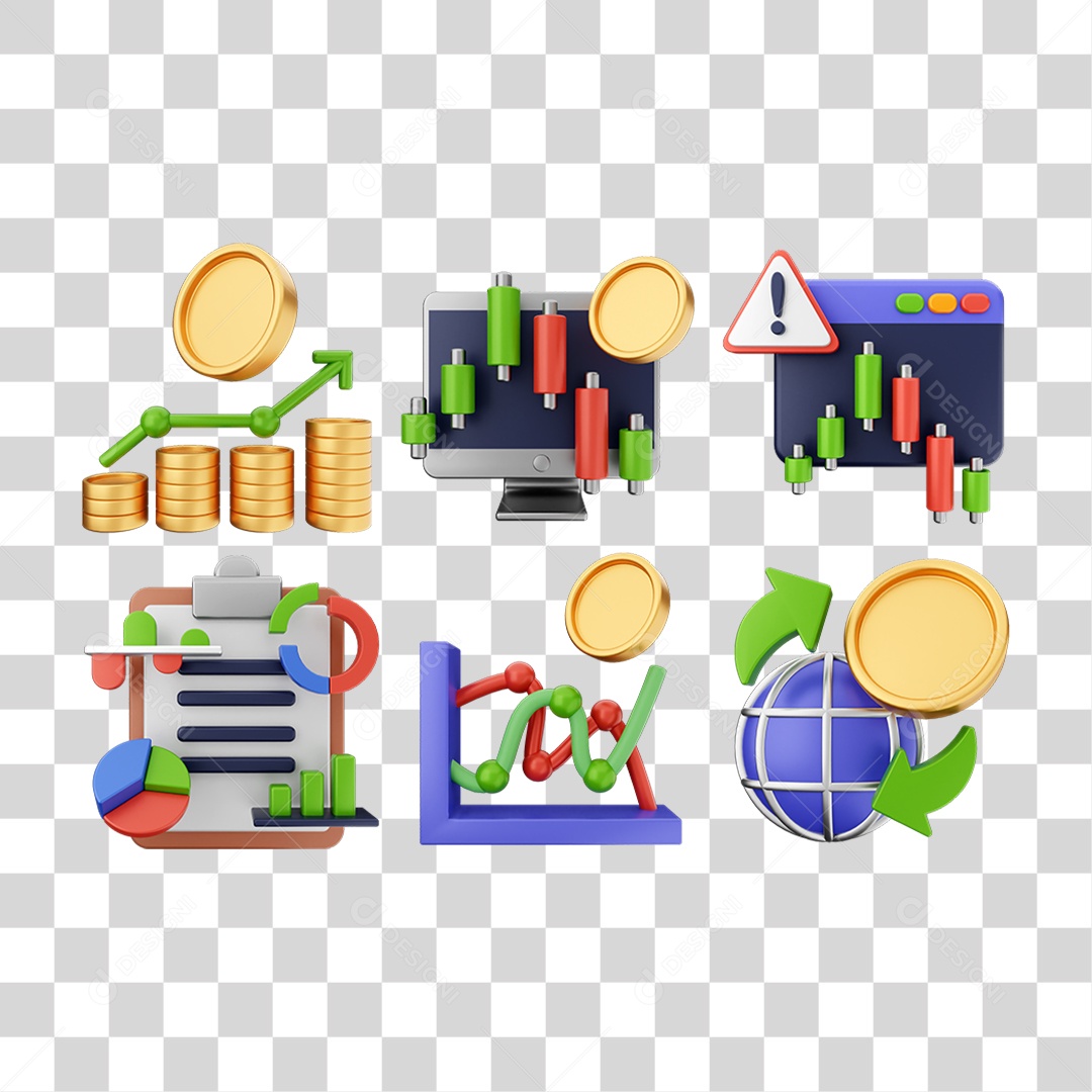 Ícone 3D Pacotes de Arquivos Compras Online PNG Transparente