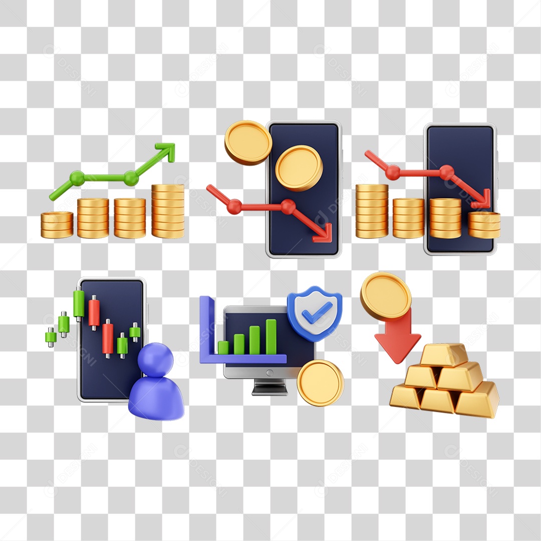 Ícone 3D Pacotes de Arquivos Compras Online PNG Transparente