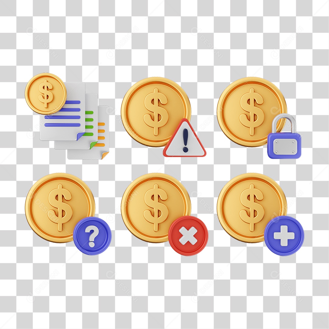 Ícone 3D Pacotes de Arquivos Compras Online PNG Transparente