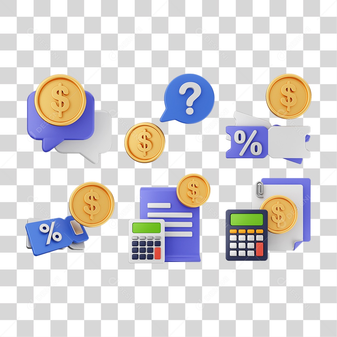 Ícone 3D Pacotes de Arquivos Compras Online PNG Transparente