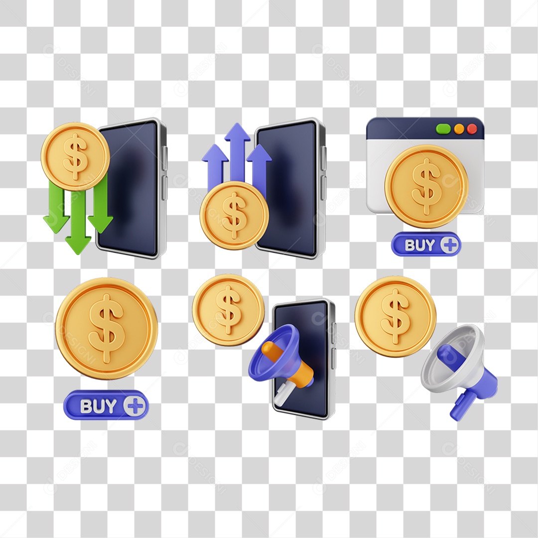 Ícone 3D Pacotes de Arquivos Compras Online PNG Transparente