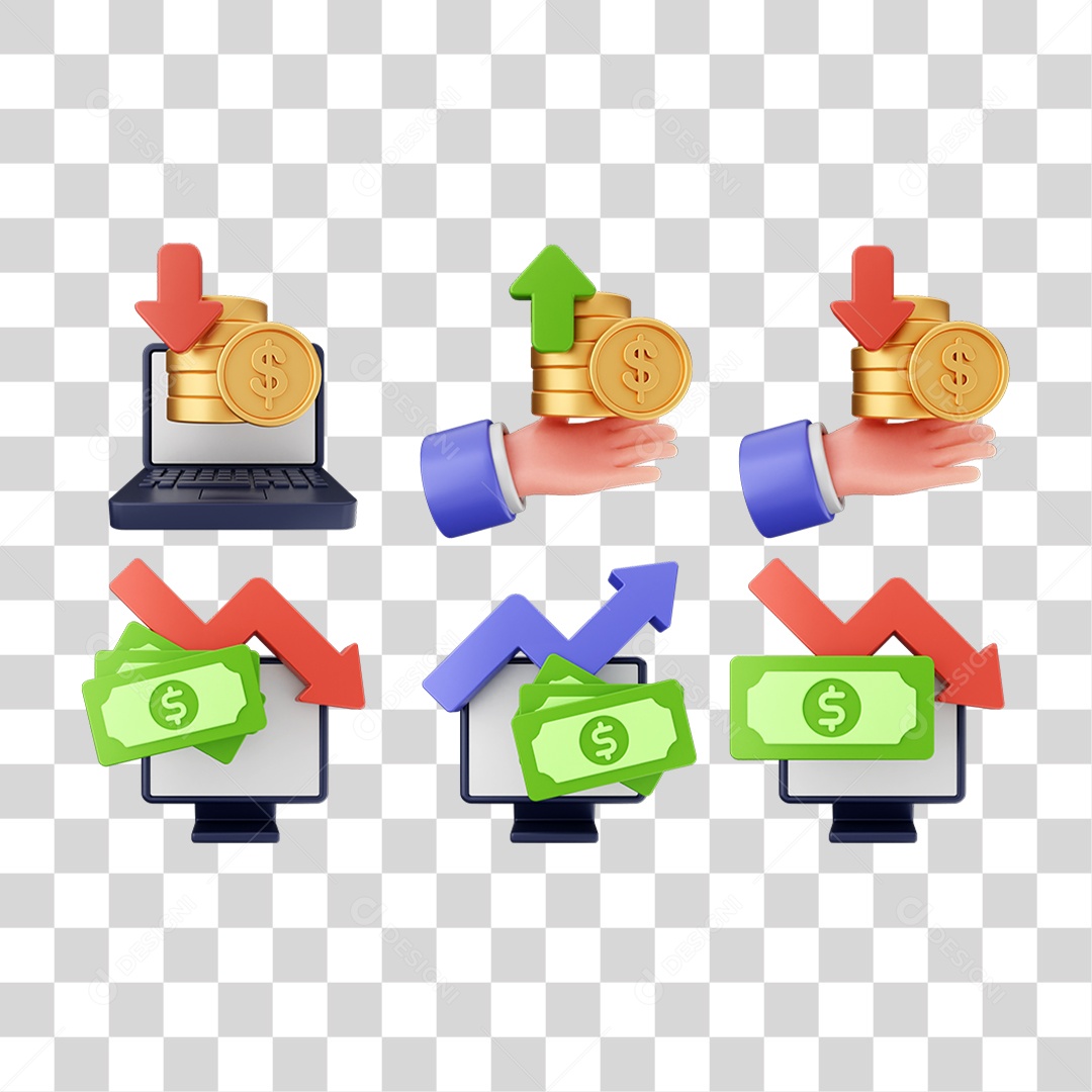 Pacote de Ícones Dinheiro Moeda PNG Transparente