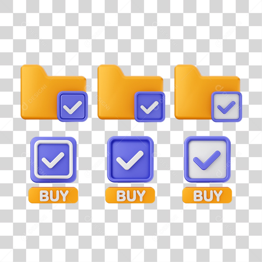 Ícone 3D Pacotes de Arquivos Verificação PNG Transparente