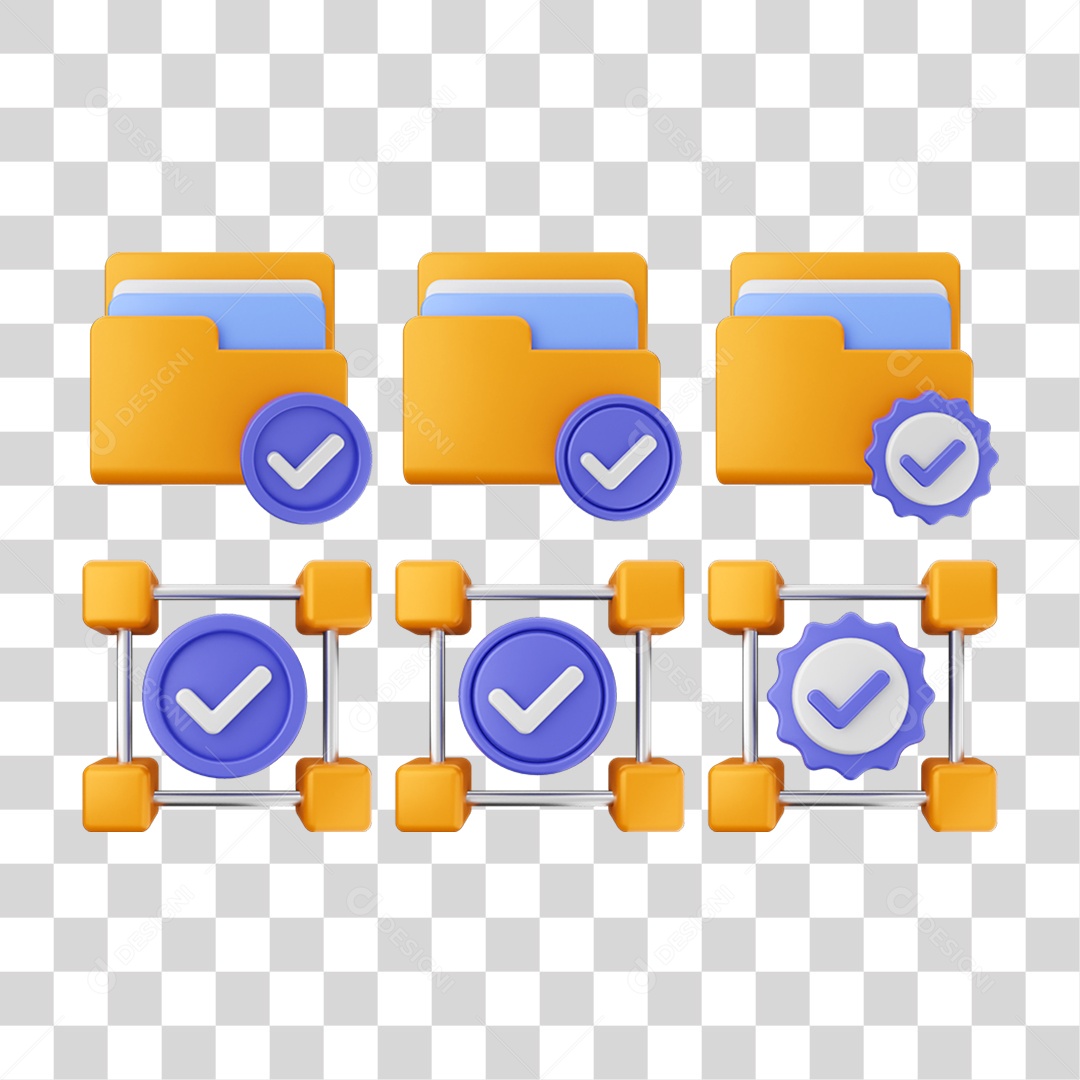 Ícone 3D Pacotes de Arquivos Verificação PNG Transparente