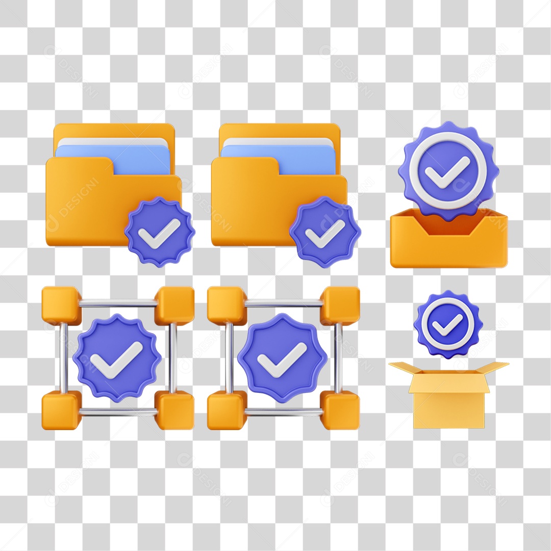 Ícone 3D Pacotes de Arquivos Verificação PNG Transparente