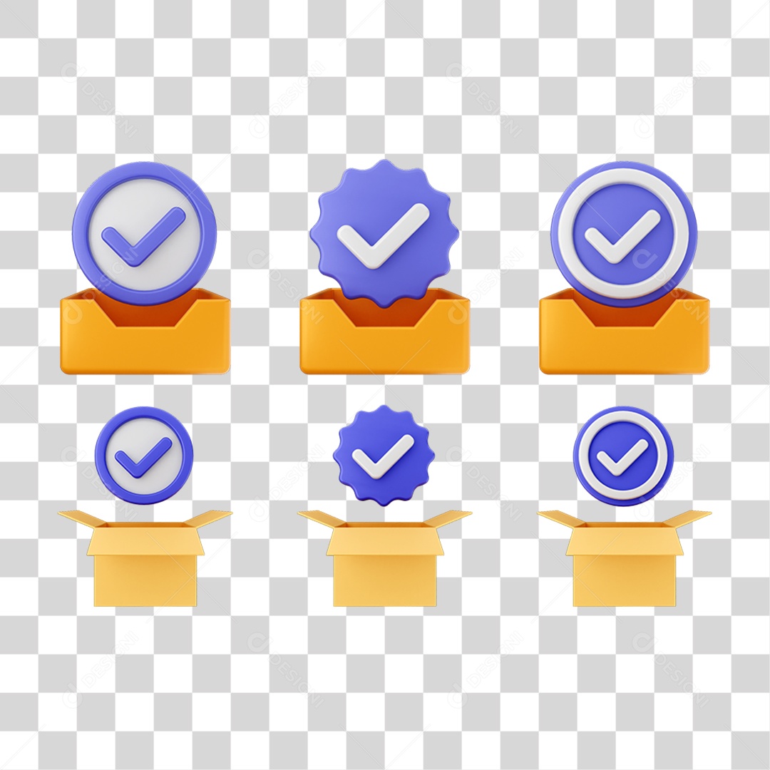 Ícone 3D Pacotes de Arquivos Verificação PNG Transparente