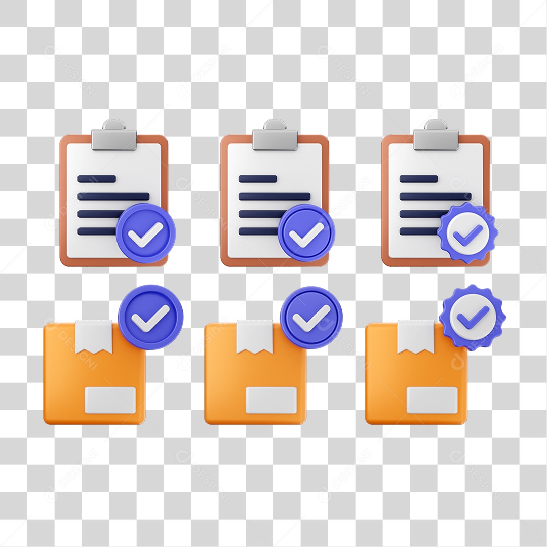 Ícone 3D Pacotes de Arquivos Verificação PNG Transparente