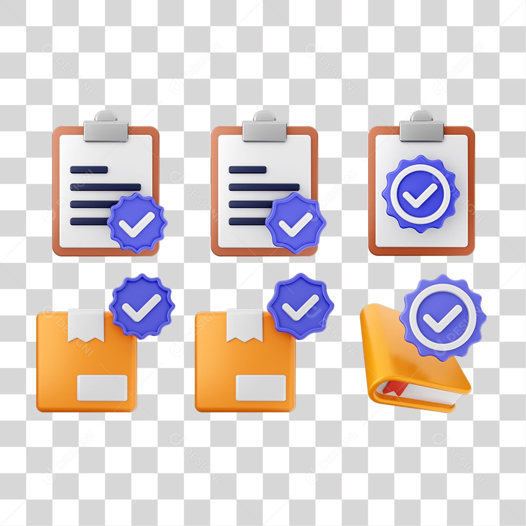 Ícone 3D Pacotes de Arquivos Verificação PNG Transparente