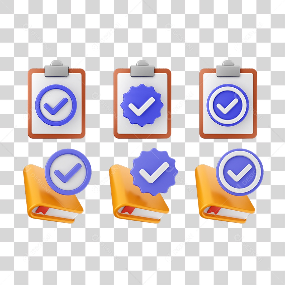 Ícone 3D Pacotes de Arquivos Verificação PNG Transparente
