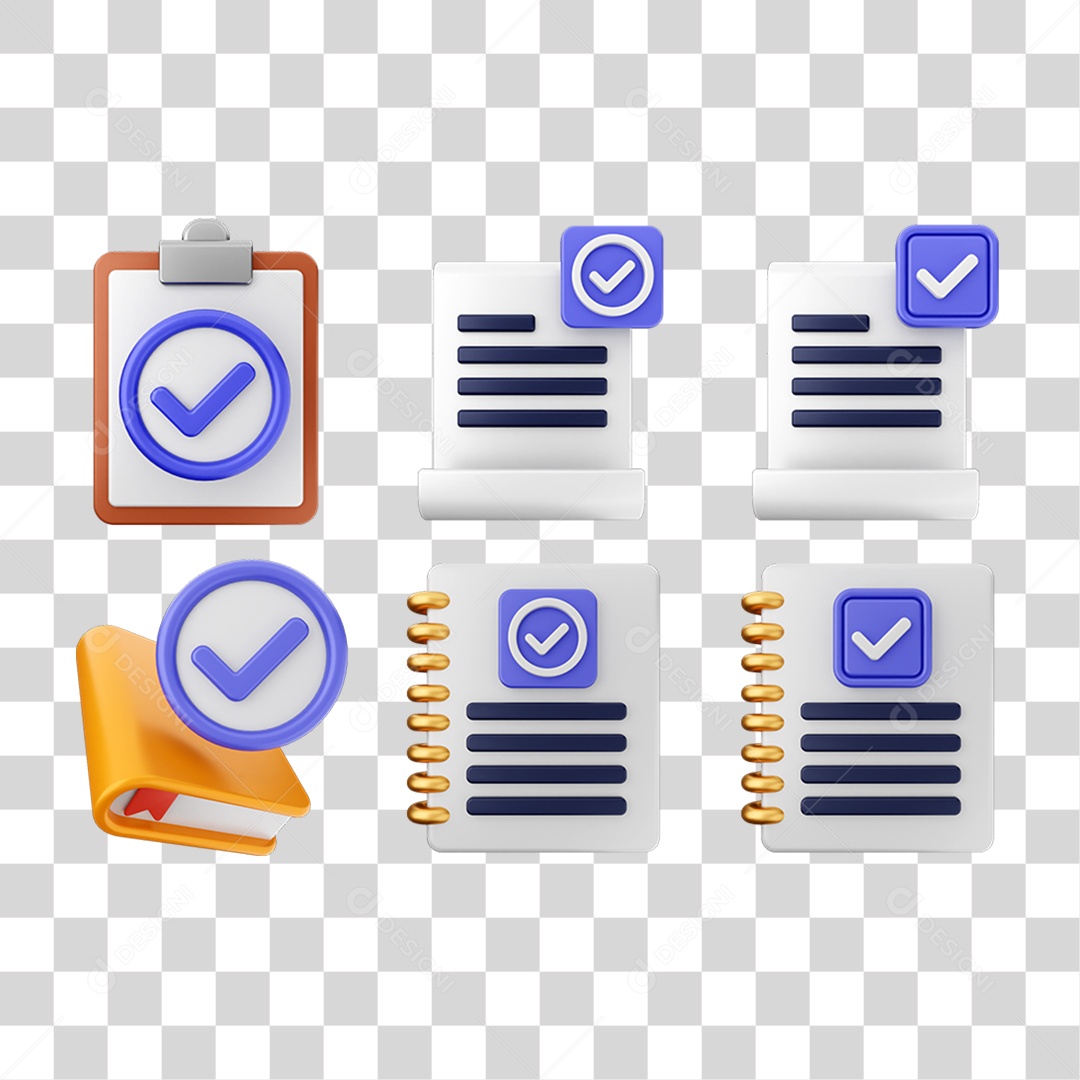 Ícone 3D Pacotes de Arquivos Verificação PNG Transparente
