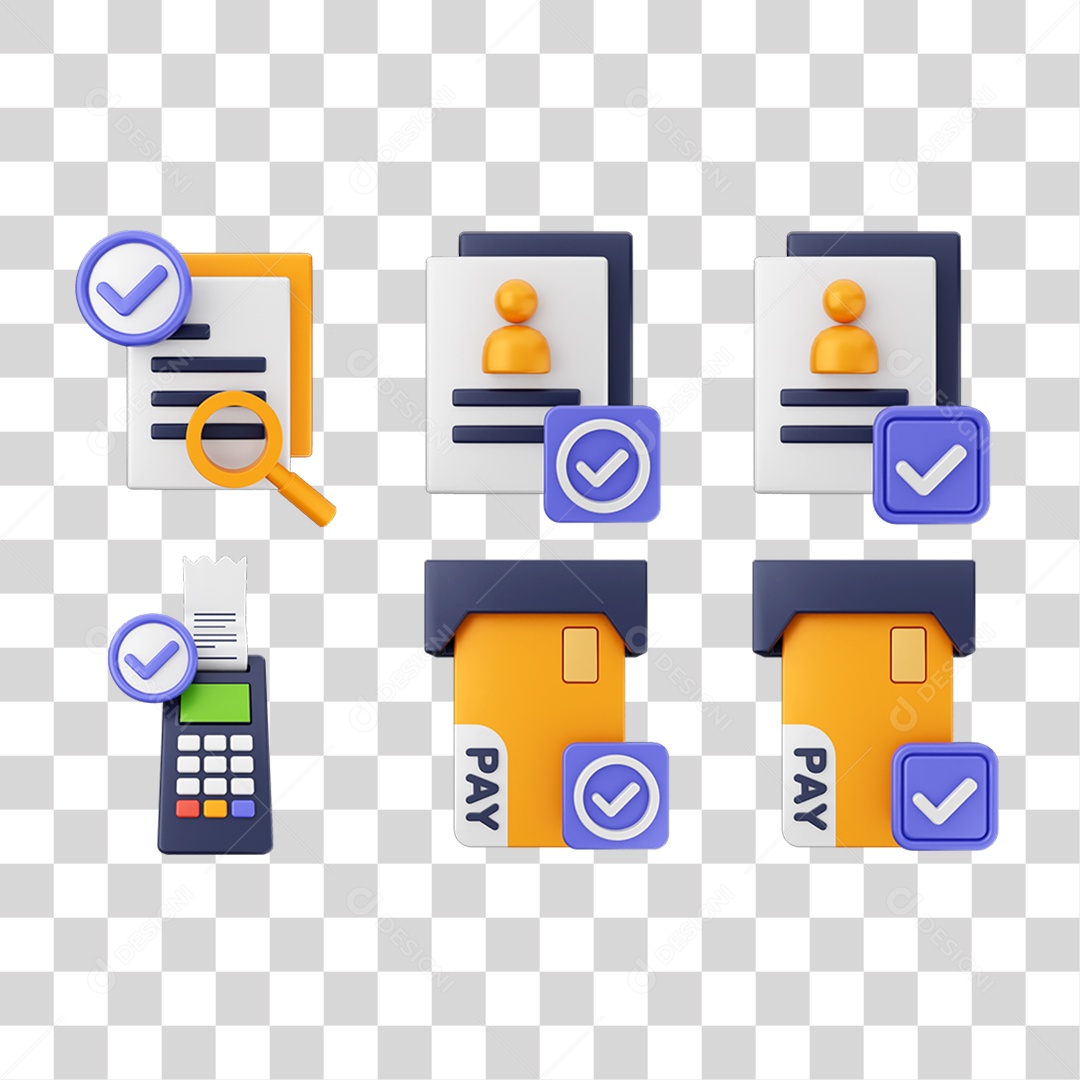 Ícone 3D Pacotes de Arquivos Verificação PNG Transparente