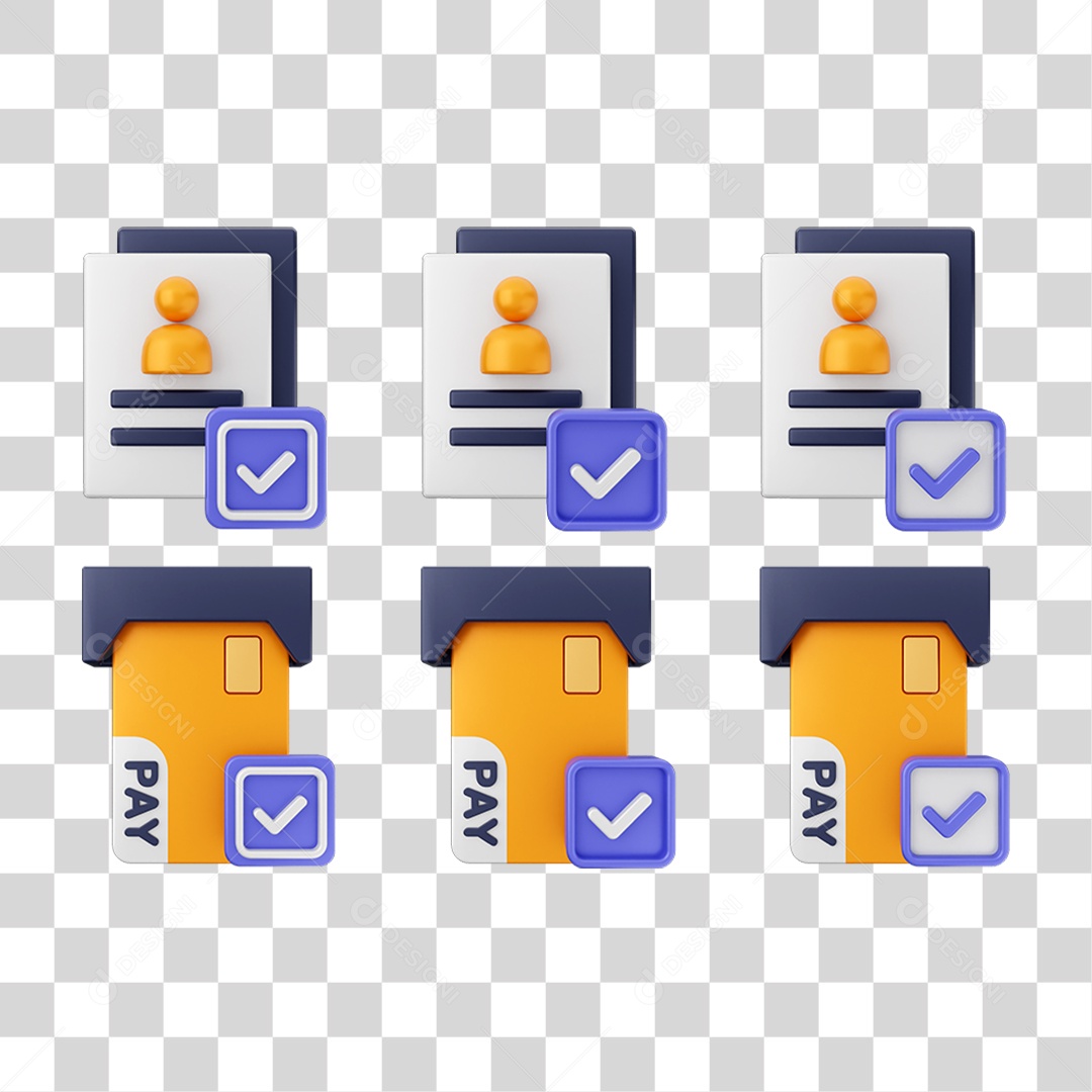 Ícone 3D Pacotes de Arquivos Verificação PNG Transparente