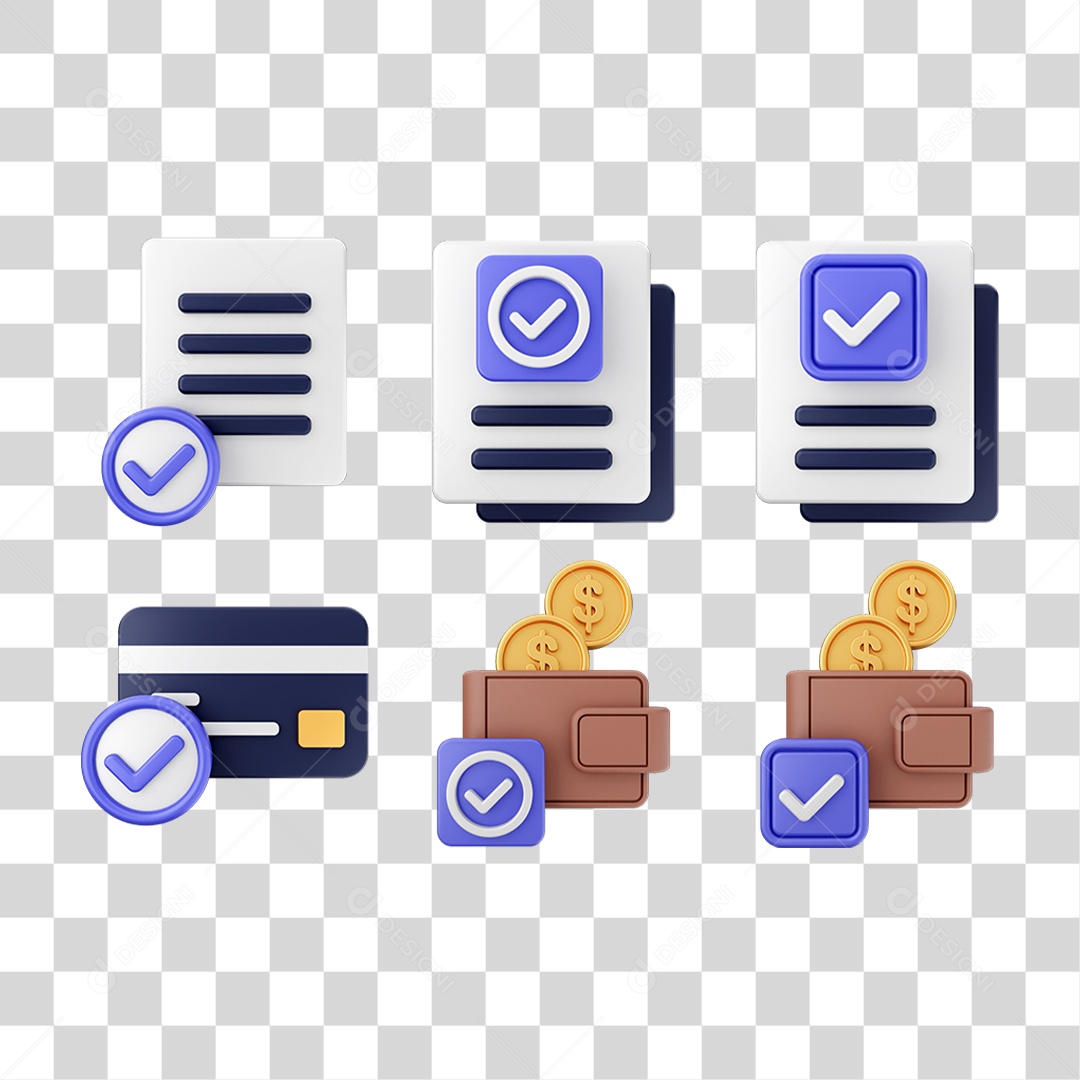 Ícone 3D Pacotes de Arquivos Verificação PNG Transparente