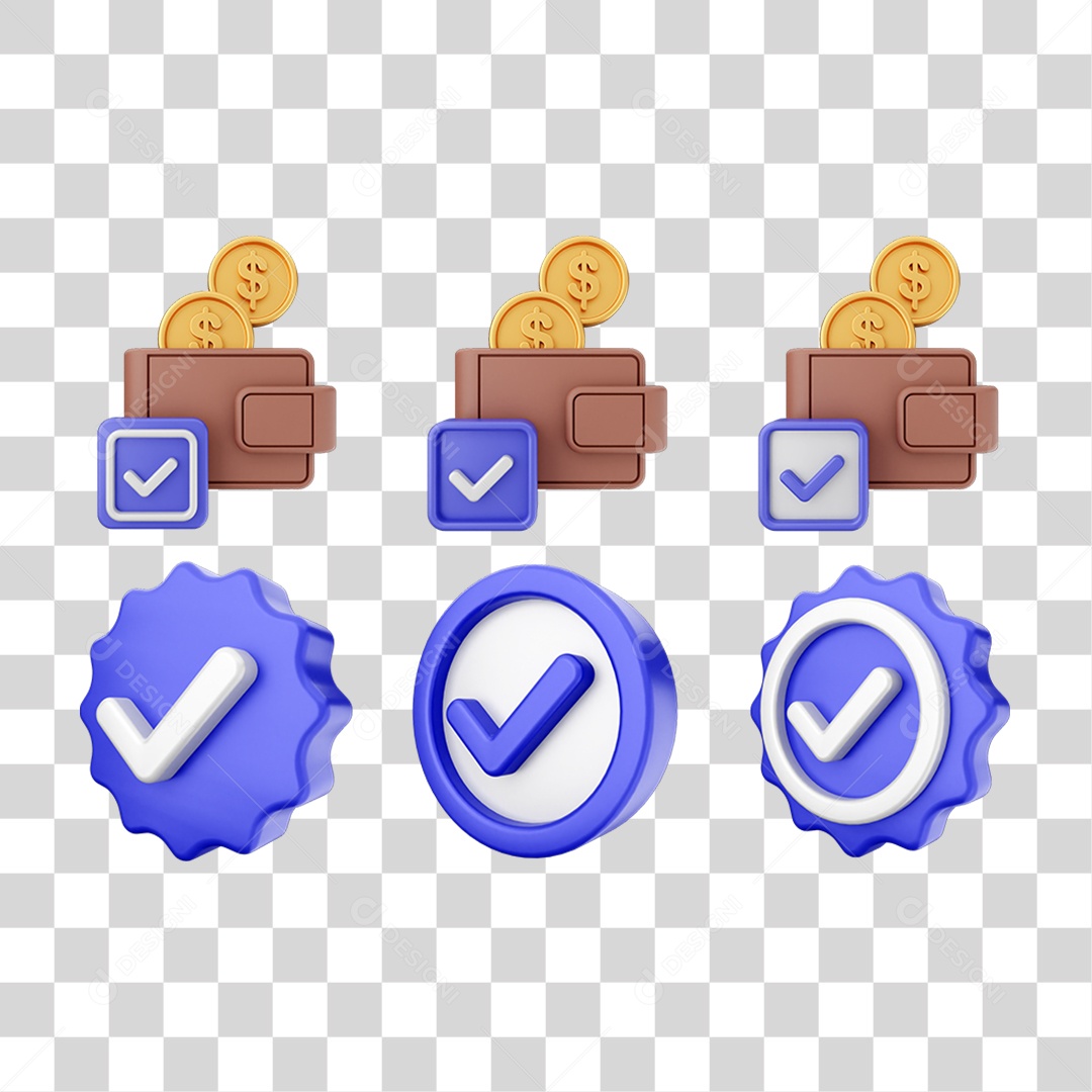 Ícone 3D Pacotes de Arquivos Verificação PNG Transparente