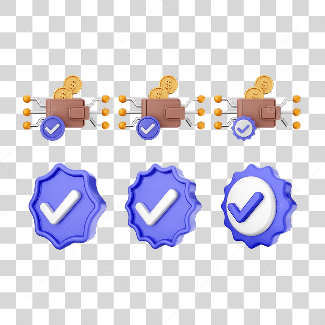 Ícone 3D Pacotes de Arquivos Verificação PNG Transparente