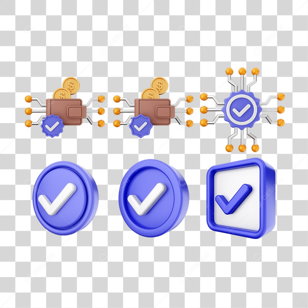 Ícone 3D Pacotes de Arquivos Verificação PNG Transparente
